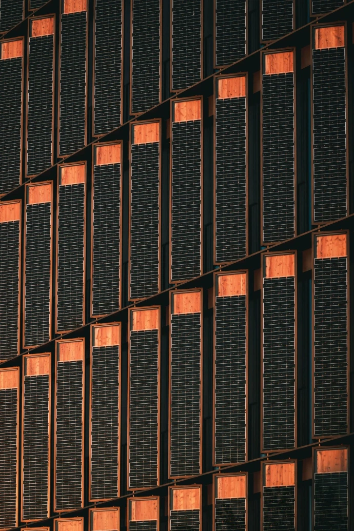 a close up of a building with many windows